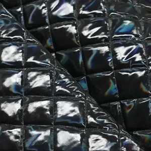 KBT12669-U171 Hi Shine Quilted Fabric Black Hologram