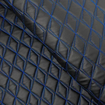 Scalene Quilted Vinyl Vehicle Fabric Blue Stitch KBT13898