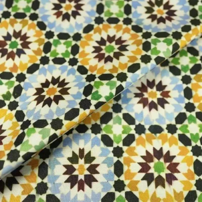 Moroccan Fire Retardant Waterproof Fabric KBT12483-U154 Bright Abstract Floral